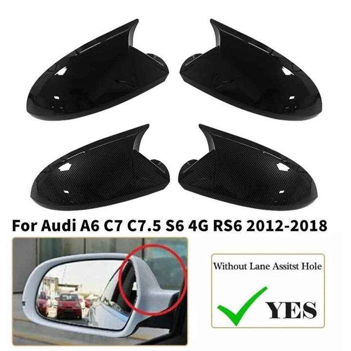 Car Craft Compatible With Audi A6 C7 S6 Rs6 2012-2018 Side Rear View Case Wing Cap Shell Housing Mirror Covers 3m Tape Pasting Style Glossy Black CC-11512