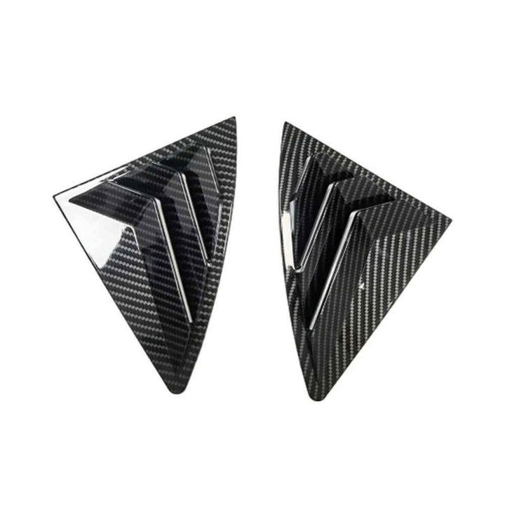 Car Craft Compatible With Toyota Corolla Altis 2008-2013 Car Rear Window Shutter Cover Louver Side Vent Trim Triangle Carbon Fiber Look
