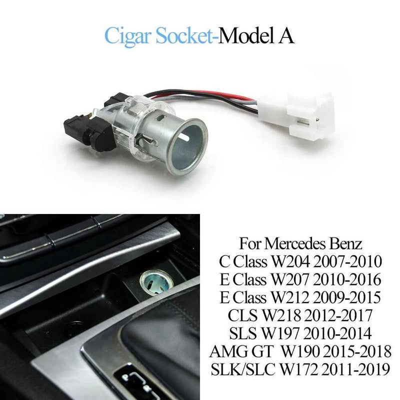 Car Craft Compatible With Mercedes C E Class W204 07-10 W207 W212 Cls W218 12-17 Sls W197 10-14 Amg Gt W190 15-18 Slk Slc W172 11-19 Charging Cigarette Cigar Lighter Socket Plug Mount A 0009063900