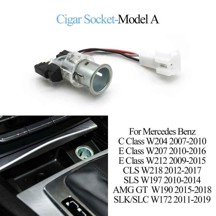Car Craft Compatible With Mercedes C E Class W204 07-10 W207 W212 Cls W218 12-17 Sls W197 10-14 Amg Gt W190 15-18 Slk Slc W172 11-19 Charging Cigarette Cigar Lighter Socket Plug Mount A 0009063900