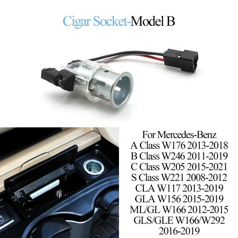 Car Craft Compatible With Mercedes A B C S Class W176 13-18 W246 11-19 W205 15-21 W221 08-12 Ml Gl Gle Gls W166 12-19 Cla W117 13-19 Gla W156 15-19 Charging Cigarette Cigar Lighter Socket Plug Mount B 0009063800