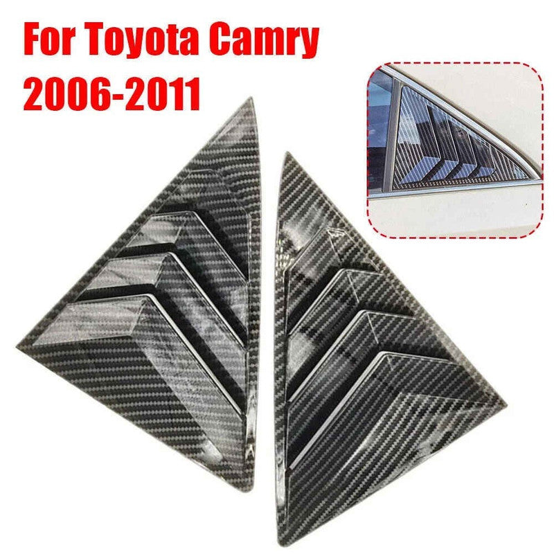Car Craft Compatible With Toyota Camry 2006-2011 Car Rear Window Shutter Cover Louver Side Vent Trim Triangle Glossy Black