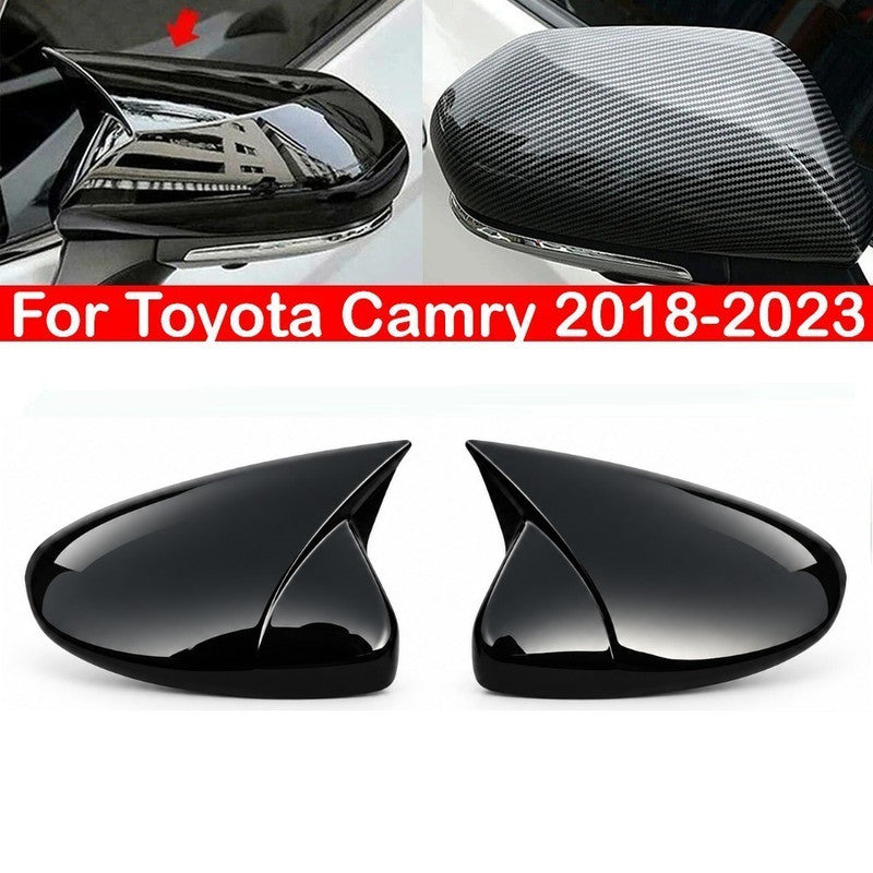 Car Craft Compatible With Toyota Camry 2018‑2025 Le Se Xle Xse Side Rear View Case Wing Cap Shell Housing Mirror Covers 3m Tape Pasting Style Glossy Black Model C CC-11528