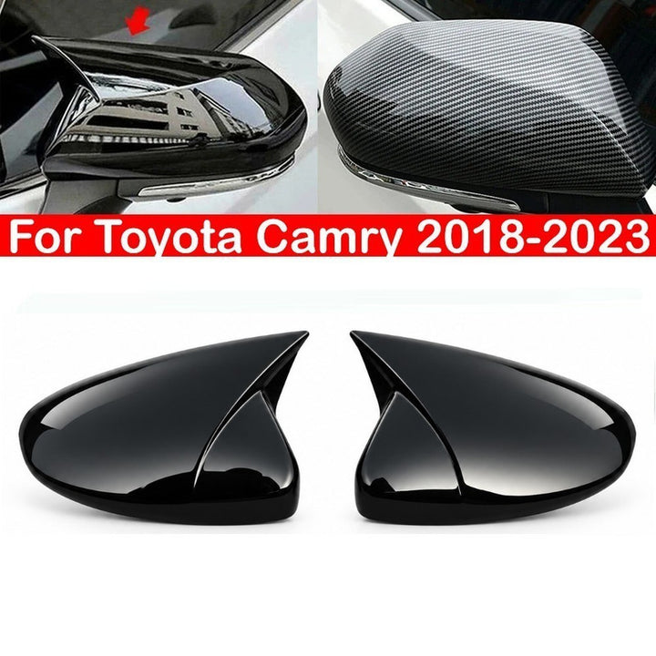 Car Craft Compatible With Toyota Camry 2018‑2025 Le Se Xle Xse Side Rear View Case Wing Cap Shell Housing Mirror Covers 3m Tape Pasting Style Glossy Black Model C CC-11528