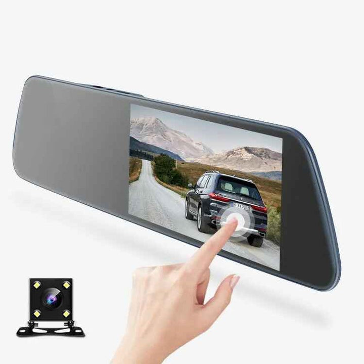 Car Craft Compatible With Car Touch Screen Rear View Mirror Dvt Camera 4.5 Inch 1080p Black Box Dvr Dual Lens Dash Cam With Rear Camera