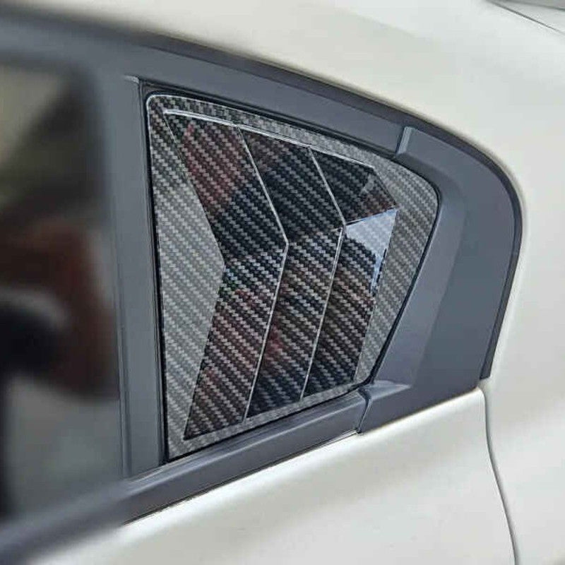 Car Craft Compatible With Honda City 2009-2013 Car Rear Window Shutter Cover Louver Side Vent Trim Triangle Glossy Black