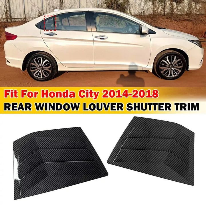 Car Craft Compatible With Honda City 2014-2019 Car Rear Window Shutter Cover Louver Side Vent Trim Triangle Glossy Black