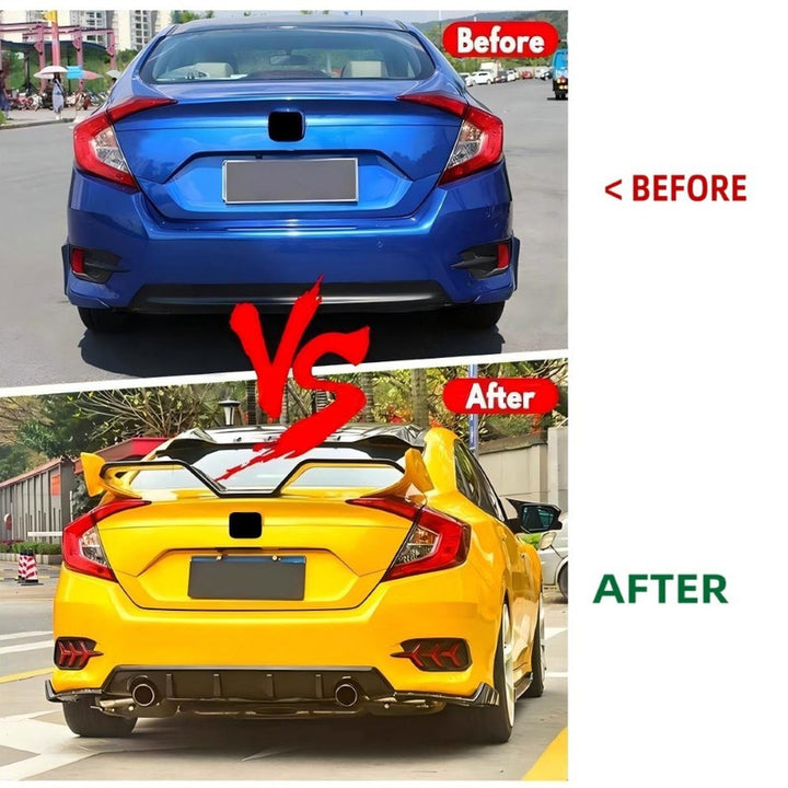 Car Craft Compatible With Honda Civic 2016-20219 Rear After Bumper Lip Diffuser Skirt Splitter Trim Carbon Fiber Look Model A