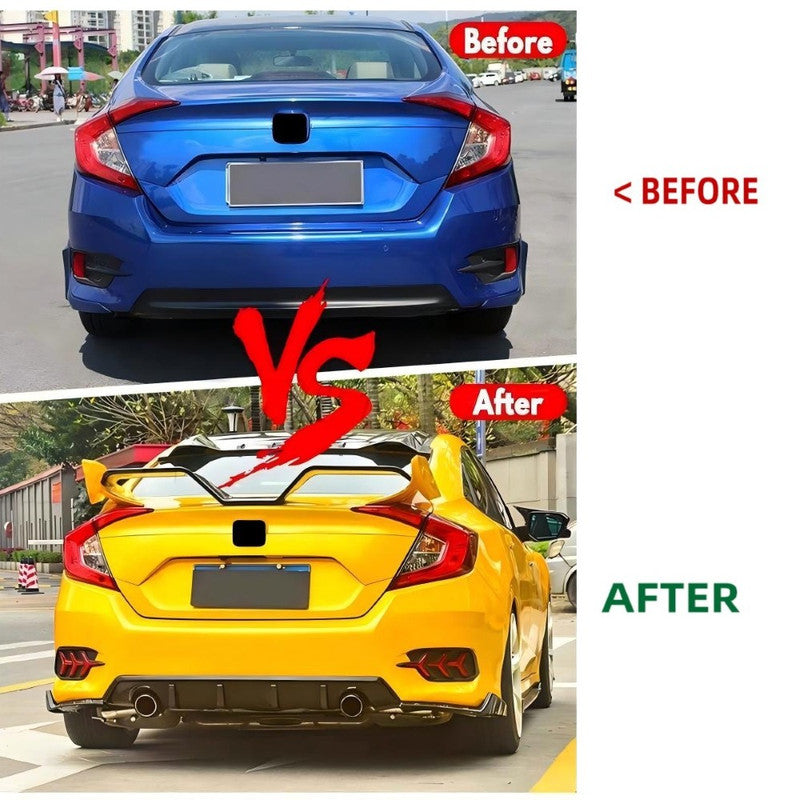 Car Craft Compatible With Honda Civic 2016-20219 Rear After Bumper Lip Diffuser Skirt Splitter Trim Black Model A
