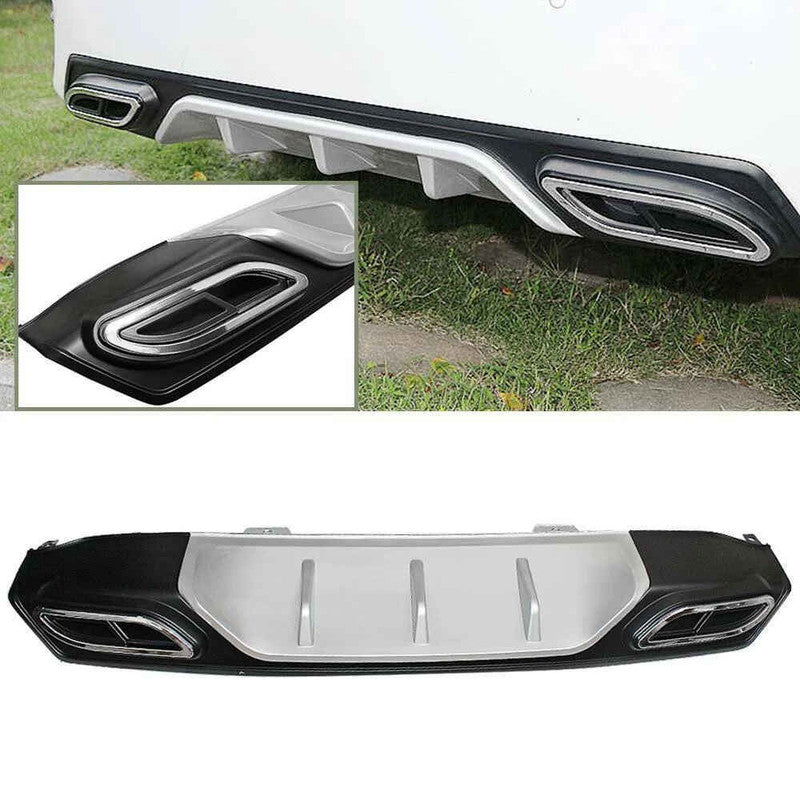 Car Craft Compatible With Honda Civic 2016-20219 Rear After Bumper Lip Diffuser Skirt Splitter Trim Black Silver Model E