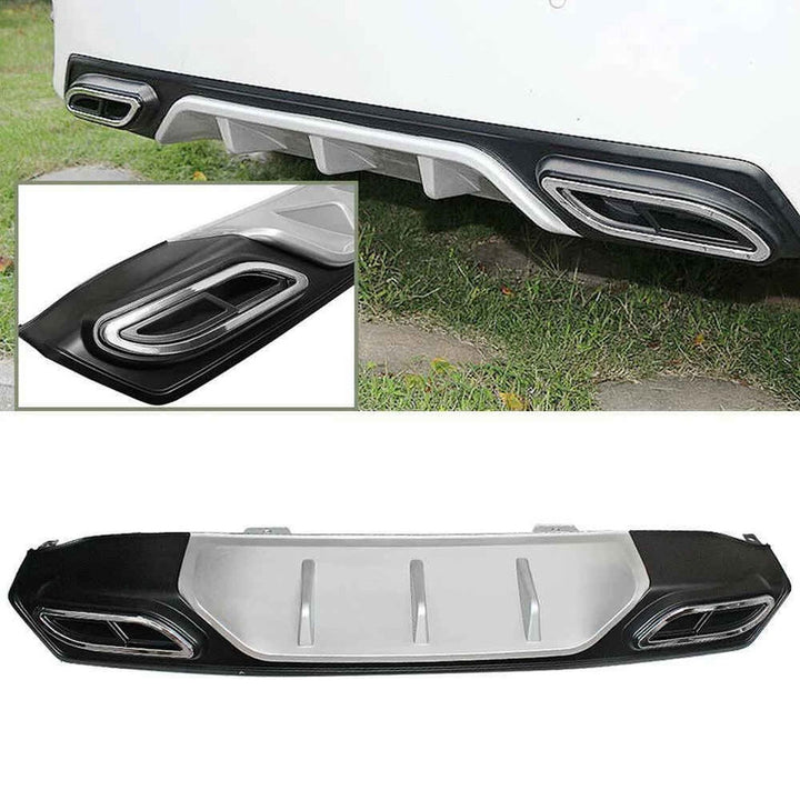 Car Craft Compatible With Honda Civic 2016-20219 Rear After Bumper Lip Diffuser Skirt Splitter Trim Black Silver Model E