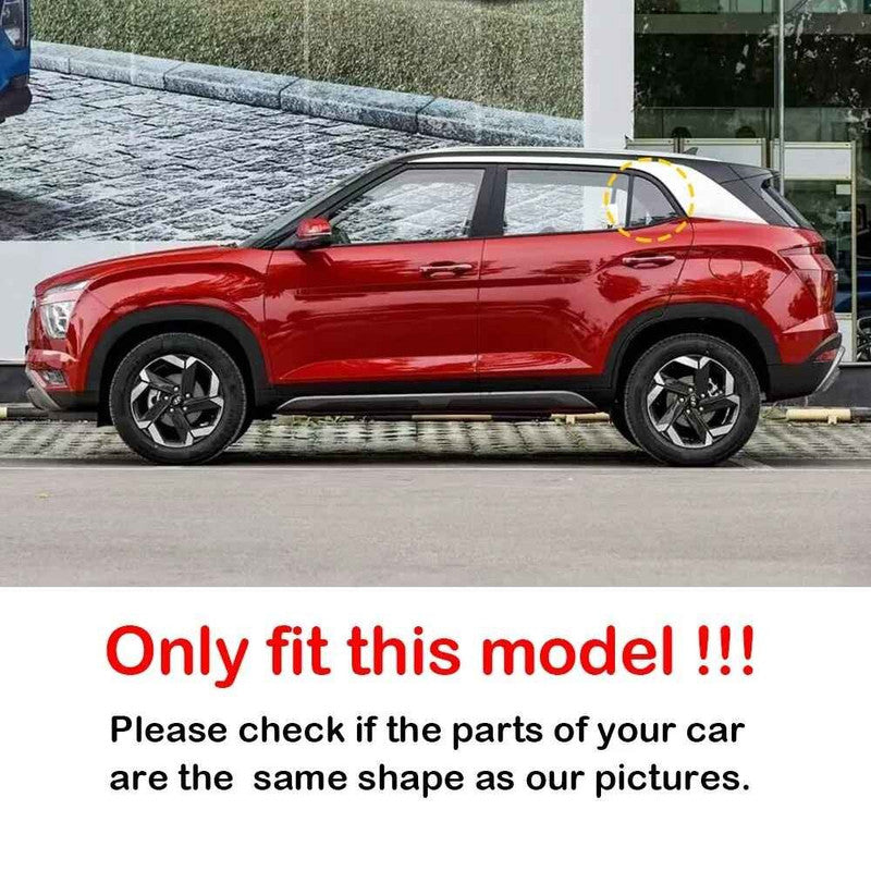 Car Craft Compatible With Hyundai Creta Ix25 2021-2025 Car Rear Window Shutter Cover Louver Side Vent Trim Triangle Glossy Black