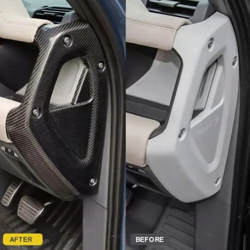 Car Craft Compatible With Range Land Rover Defender 90 110 130 L663 Lr129997 2020+ Car Interior Inner Instrument Dashboard Panel Side Decorative Frame Panel Trim Cover Carbon Fiber Look