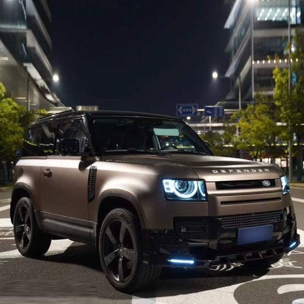 Car Craft Compatible With Land Range Rover Defender 90 110 130 2020-2026 L663 Front Bumper Lip Splitter Skirts Vent Kt Rock Design Ms Style 1 Led Carbon Fiber Look - CAR CRAFT INDIA