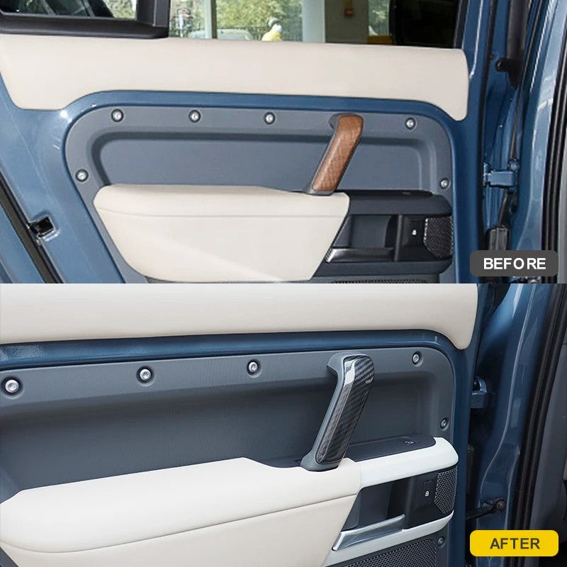 Car Craft Compatible With Range Land Rover Defender 90 110 130 L663 Lr129997 2020+ Car Interior Inner Pull Door Handle Trim Cover Real Carbon Fiber - CAR CRAFT INDIA