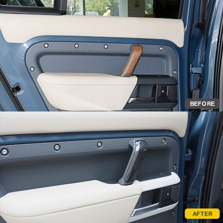 Car Craft Compatible With Range Land Rover Defender 90 110 130 L663 Lr129997 2020+ Car Interior Inner Pull Door Handle Trim Cover Real Carbon Fiber - CAR CRAFT INDIA