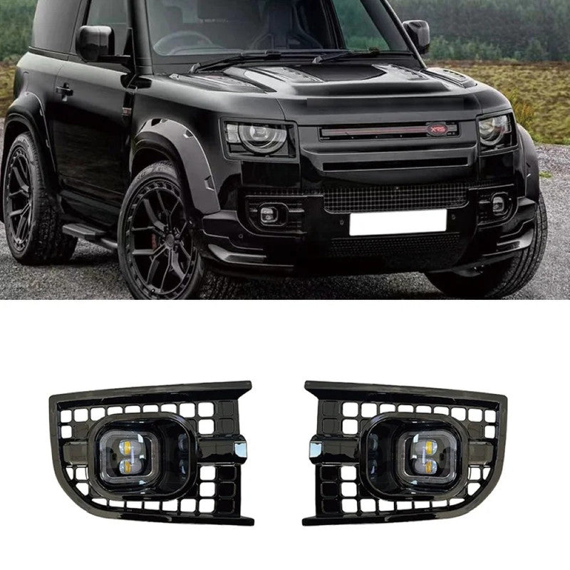 Car Craft Compatible With Range Land Rover Defender L663 2020-2025 90 110 130 Upgrade Convertion Bodykit Urban U Style Front Bumper Fog Lamp Light Gril Cover Trim