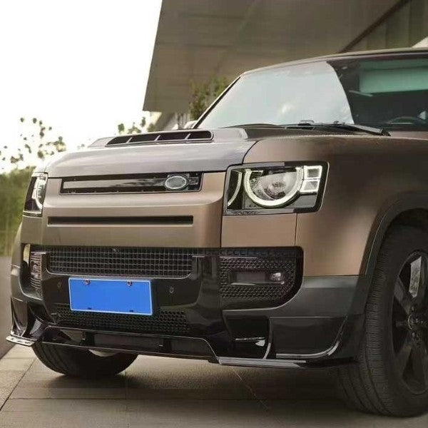 Car Craft Compatible With Land Range Rover Defender 90 110 130 2020-2026 L663 Front Bumper Lip Splitter Skirts Vent Kt Rock Design Ms Style Glossy Black - CAR CRAFT INDIA