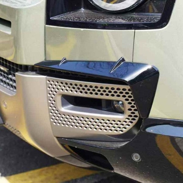 Car Craft Compatible With Land Range Rover Defender 90 110 130 2020-2026 L663 Front Bumper Fog Lamp Light Lip Splitter Skirts Vent Kt Rock Design Ms Style Glossy Black - CAR CRAFT INDIA