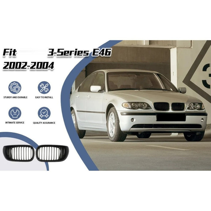 Car Craft Compatible With Bmw 3 Series E46 1998-2004 Upgrade Front Bumper Show Grill Diamond Black 4 Door - CAR CRAFT INDIA