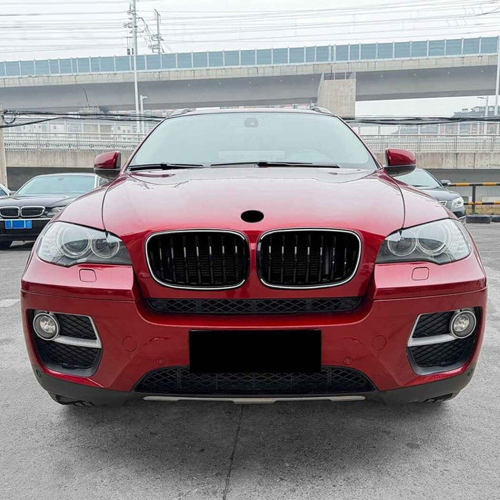 Car Craft Compatible With Bmw X5 E70 X6 E71 2006-2013 Front Bumper Show Gril Glossy Black Dual Line With Led Light