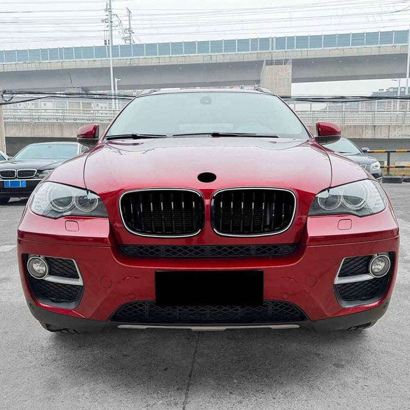 Car Craft Compatible With Bmw X5 E70 X6 E71 2006-2013 Front Bumper Show Gril Glossy Black Single Line With Led Light