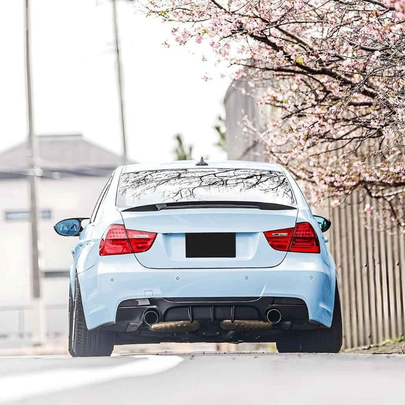 Car Craft Compatible With Bmw 3 Series E90 2008-2012 M Sport M3 M4 Rear Bumper Lip Splitter Diffuser Skirts With F1 Led Light 00-00 Glossy Black Zst-1286 00-00 Gb F1 Glossy Black - CAR CRAFT INDIA