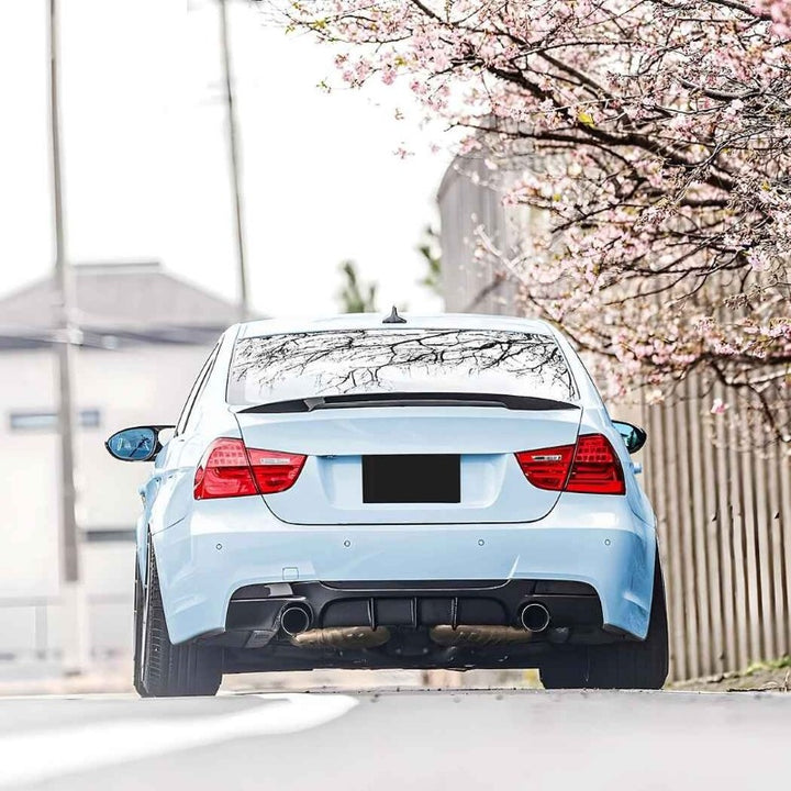 Car Craft Compatible With Bmw 3 Series E90 2008-2012 M Sport M3 M4 Rear Bumper Lip Splitter Diffuser Skirts With F1 Led Light 00-00 Glossy Black Zst-1286 00-00 Gb F1 Glossy Black - CAR CRAFT INDIA