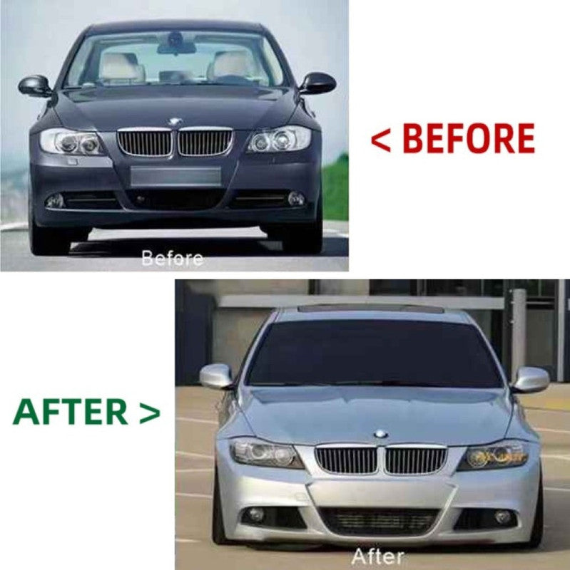 Car Craft Compatible With Bmw 3 Series E90 2005-2008 Front Bumper Upgrade Convert To M Sport Mt M Tech Bodykit Bumper With Fog Hole Mesh - CAR CRAFT INDIA