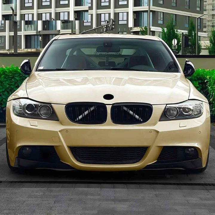 Car Craft Compatible With Bmw 3 Series E90 Lci 2009-2012 Front Bumper Show Mesh Grill Dual Double Line Bar Zst-1360 Gb Glossy Black - CAR CRAFT INDIA