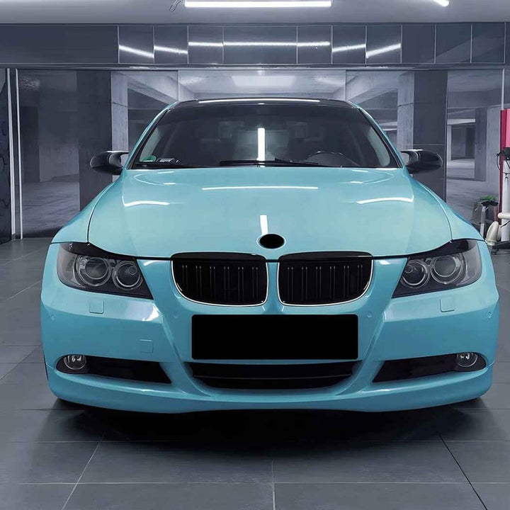 Car Craft Compatible With Bmw 3 Series E90 E91 Pre-facelift 2005-2008 Front Bumper Show Gril Glossy Black Single Line With Led Light