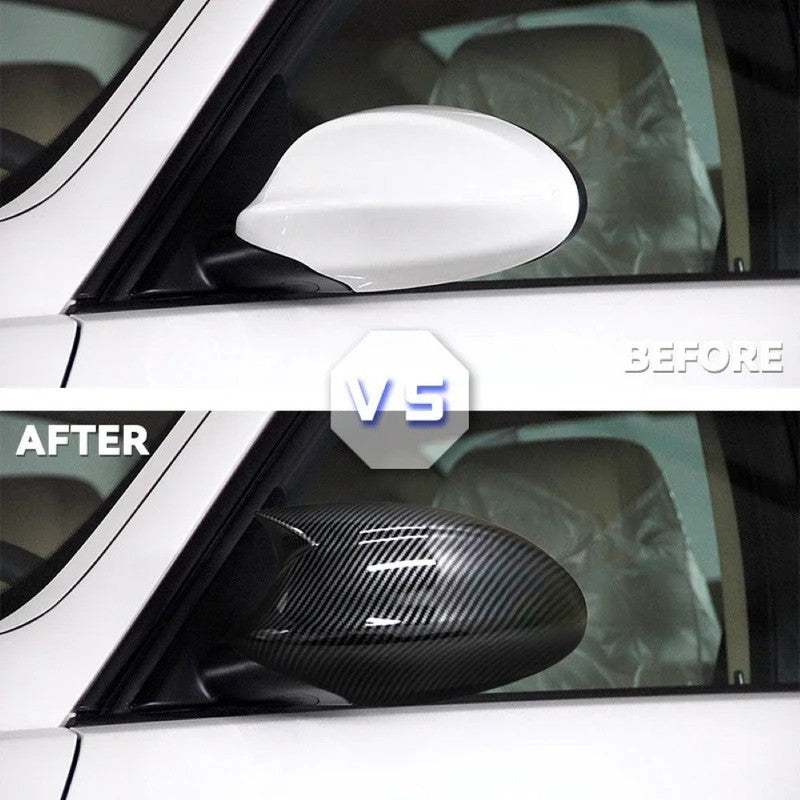 Car Craft Compatible With Bmw 1 3 Series E81 E82 E87 E88 E90 E91 E92 E93 2005-2009 Side Rear View Case Wing Cap Shell Housing Mirror Covers 3m Tape Pasting Style Carbon Fiber Look CC-11519