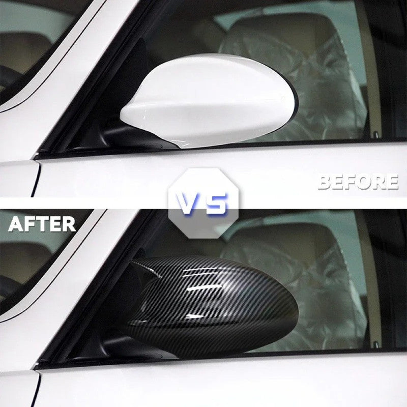 Car Craft Compatible With Bmw 1 3 Series E81 E82 E87 E88 E90 E91 E92 E93 2005-2009 Side Rear View Case Wing Cap Shell Housing Mirror Covers 3m Tape Pasting Style Glossy Black CC-11518