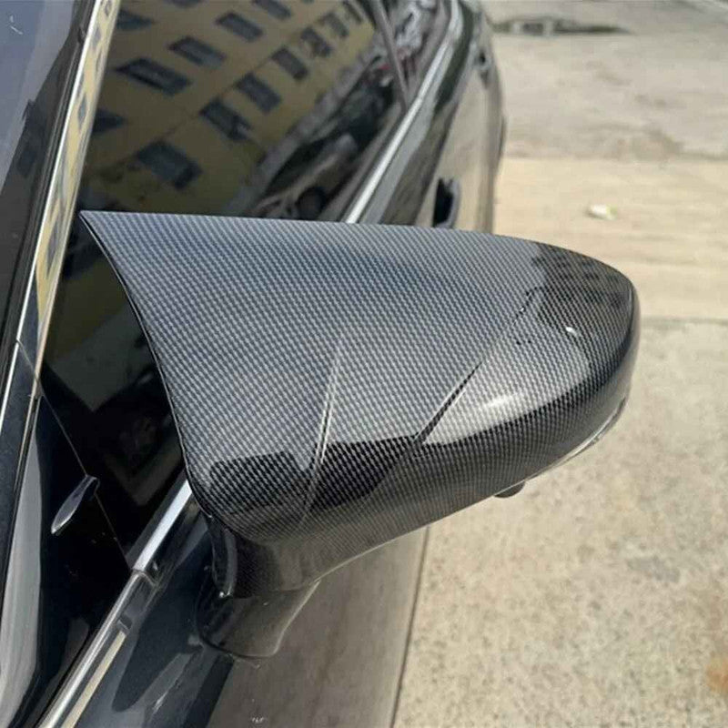 Car Craft Compatible With Lexus Es 2018-2023 Side Rear View Case Wing Cap Shell Housing Mirror Covers 3m Tape Pasting Style Glossy Black Carbon Fiber Look