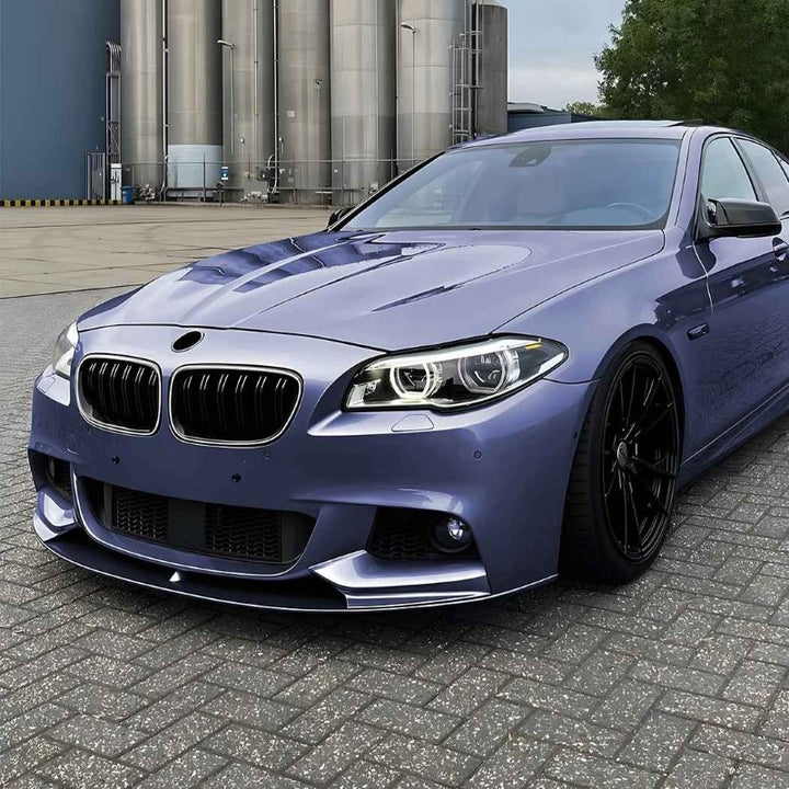 Car Craft Compatible With Bmw 5 Series F10 2010-2017 Front Bumper Show Mesh Grill Dual Line Bar Illuminated Led Light Zst-1426 Led Dual Glossy Black - CAR CRAFT INDIA