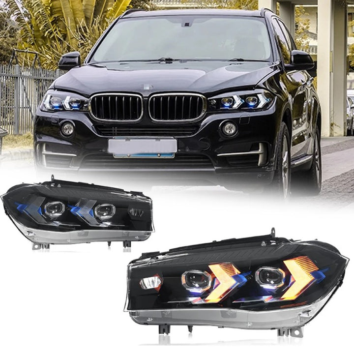 Car Craft Compatible With Bmw 5 X5 F15 2014-2018 Car Front Upgraded Head Light Lamp Xenon Headlight Retrofit Upgrade Modified Led Drl Hid Light G05 Laser Style - CAR CRAFT INDIA