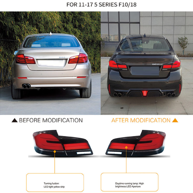 Car Craft Compatible With Bmw 5 Series F10 2010-2017 Car Rear Upgraded Tail Light Lamp Xenon Taillight Retrofit Upgrade Modified Led Drl Hid Laser G30 Style RED CC-9721 - CAR CRAFT INDIA