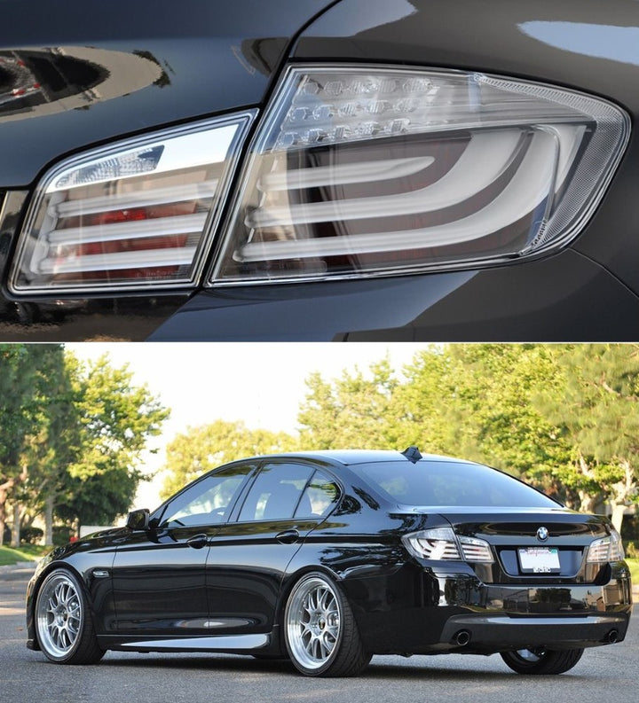 Car Craft Compatible With BMW 5 SERIES F10 2010-2017 Car Rear Upgraded Tail Light Lamp Xenon Taillight Retrofit Upgrade Modified Led Drl Hid CLEAR RED M5 STYLE - CAR CRAFT INDIA