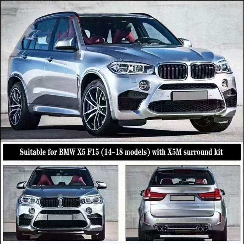 Car Craft Compatible With Bmw X5 F15 Upgrade Convert To M Sport M Performance X5m Bodykit Body Kit Front Rear Bumper Front After Lip Diffuser Skirt Splitter Exhaust Tip Pipe Wheel Arch Gc F15 010