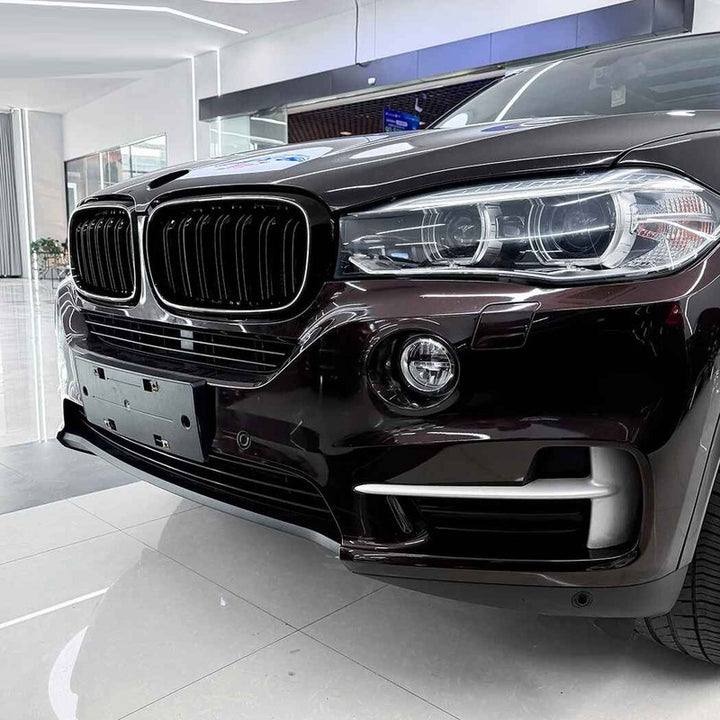 Car Craft Compatible With Bmw X5 F15 X6 F16 2014-2018 Front Bumper Show Gril Glossy Black Dual Line With Led Light
