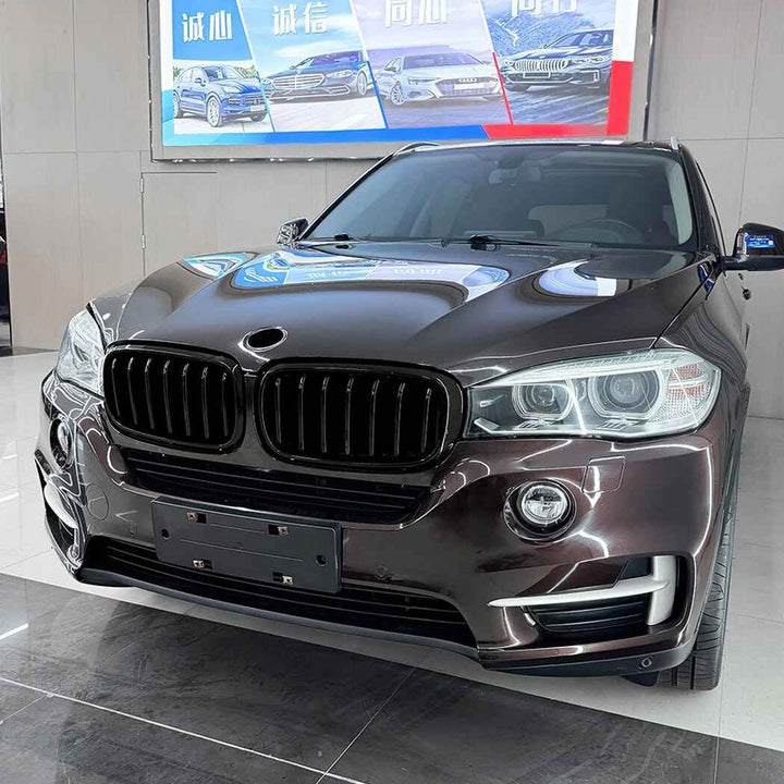Car Craft Compatible With Bmw X5 F15 X6 F16 2014-2018 Front Bumper Show Gril Glossy Black Dual Line