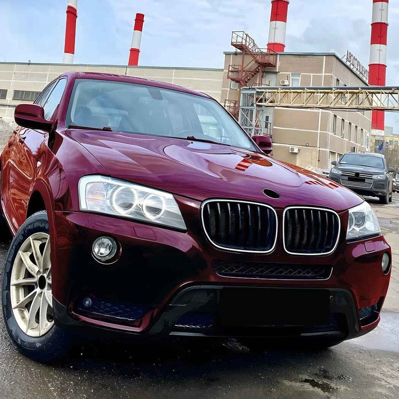 Car Craft Compatible With Bmw X3 F25 2011-2013 Front Bumper Show Gril Glossy Black Single Line With Led Light