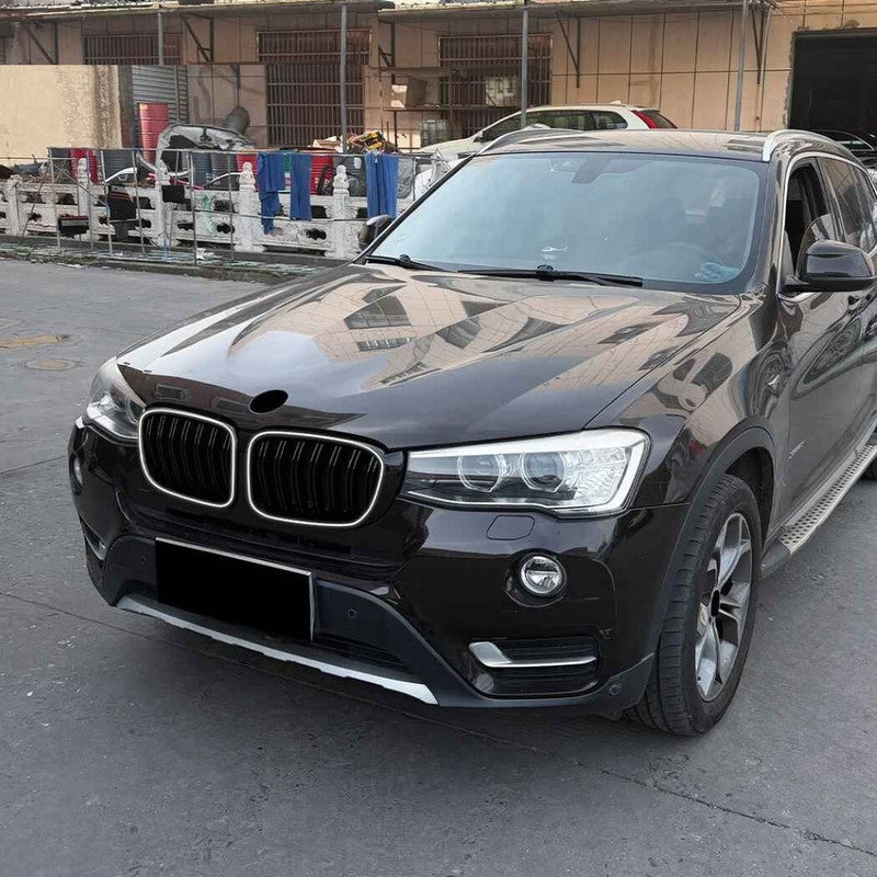 Car Craft Compatible With Bmw X3 F25 Lci 2014-2017 Front Bumper Show Gril Glossy Black Dual Line With Led Light