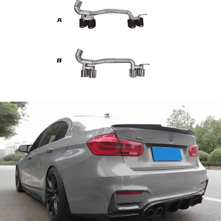 Car Craft Compatible With Bmw 3 Series F30 F80 M3 M4 Exhaust Tips Tail Pipe Midpipe Muffler With Clamp Akrapovic Carbon Fiber Look