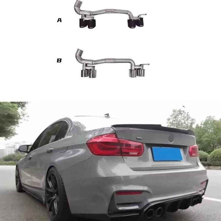 Car Craft Compatible With Bmw 3 Series F30 F80 M3 M4 Exhaust Tips Tail Pipe Midpipe Muffler With Clamp Akrapovic Chrome