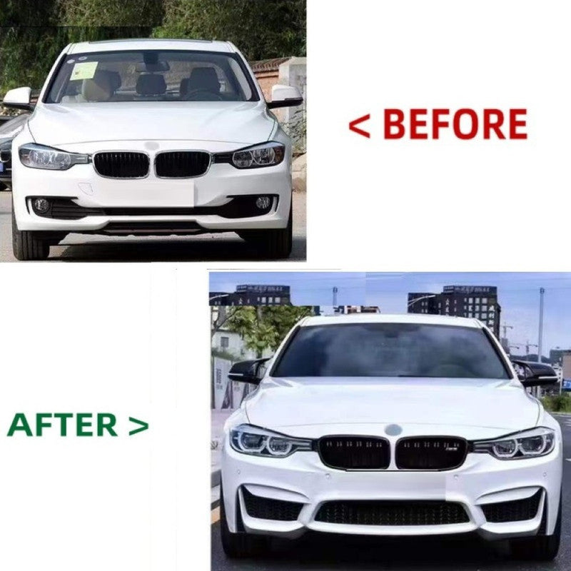 Car Craft Compatible With Bmw 3 Series F30 2012-2018 Upgrade Facelift Convert To M Sport M3 M4 Bodykit Front Bumper Skirt With Fog Lamp Hole Gc F30/35-014