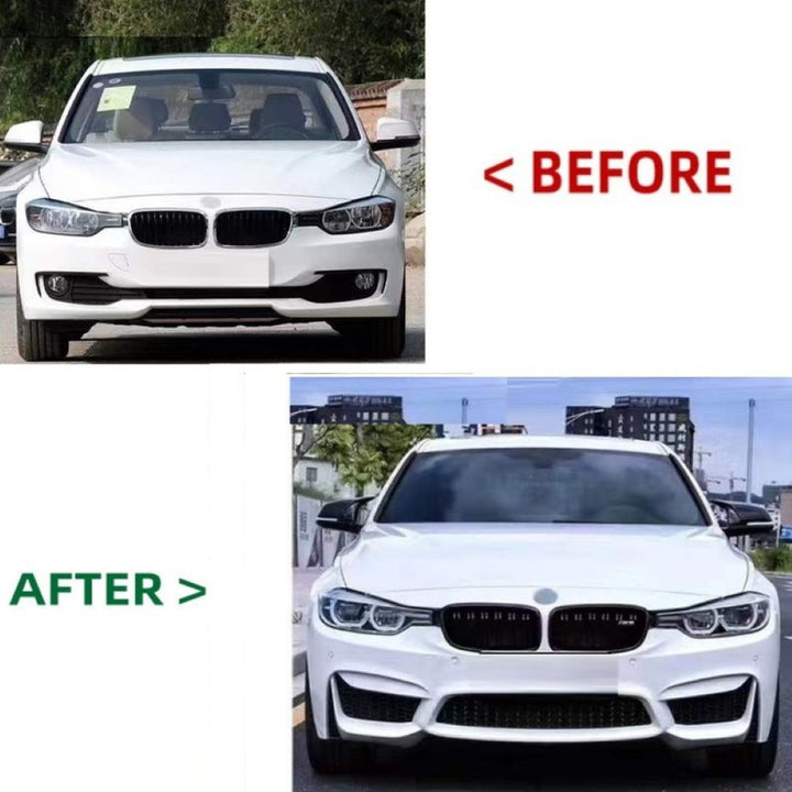 Car Craft Compatible With Bmw 3 Series F30 2012-2018 Upgrade Facelift Convert To M Sport M3 M4 Bodykit Front Bumper Skirt With Fog Lamp Hole Gc F30/35-014