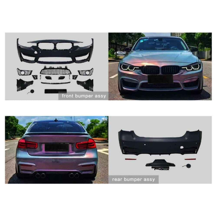 Car Craft Compatible With Bmw 3 Series F30 2012-2018 Upgrade Convert To M Sport M3 Bodykit Front Rear Bumper Hood Bonnet Grill Mirror Cover Spoiler Splitter Diffuser Front Rear Lip Fender Side Skirts - CAR CRAFT INDIA