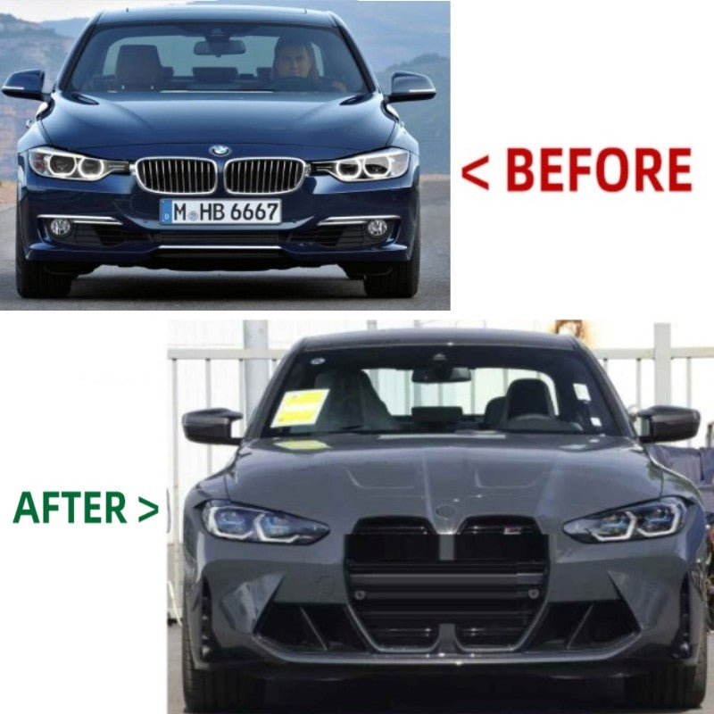 Car Craft Compatible With Bmw 3 Series F30 2012-2018 Upgrade Convert To G80 M3 M4 Narrow Bodykit Bumper Grill Fender Hood Side Skirts Grill Diffuser Exhaust Pipe Tip Headlight - CAR CRAFT INDIA
