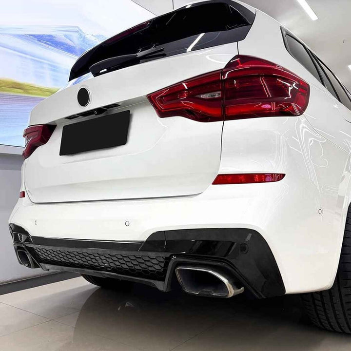 Car Craft Compatible With Bmw X3 G01 Pre-facelift X3m Sport 2018-2021 Rear Bumper After Lip Diffuser Trim Skirt Zst-1459 Gb Glossy Black